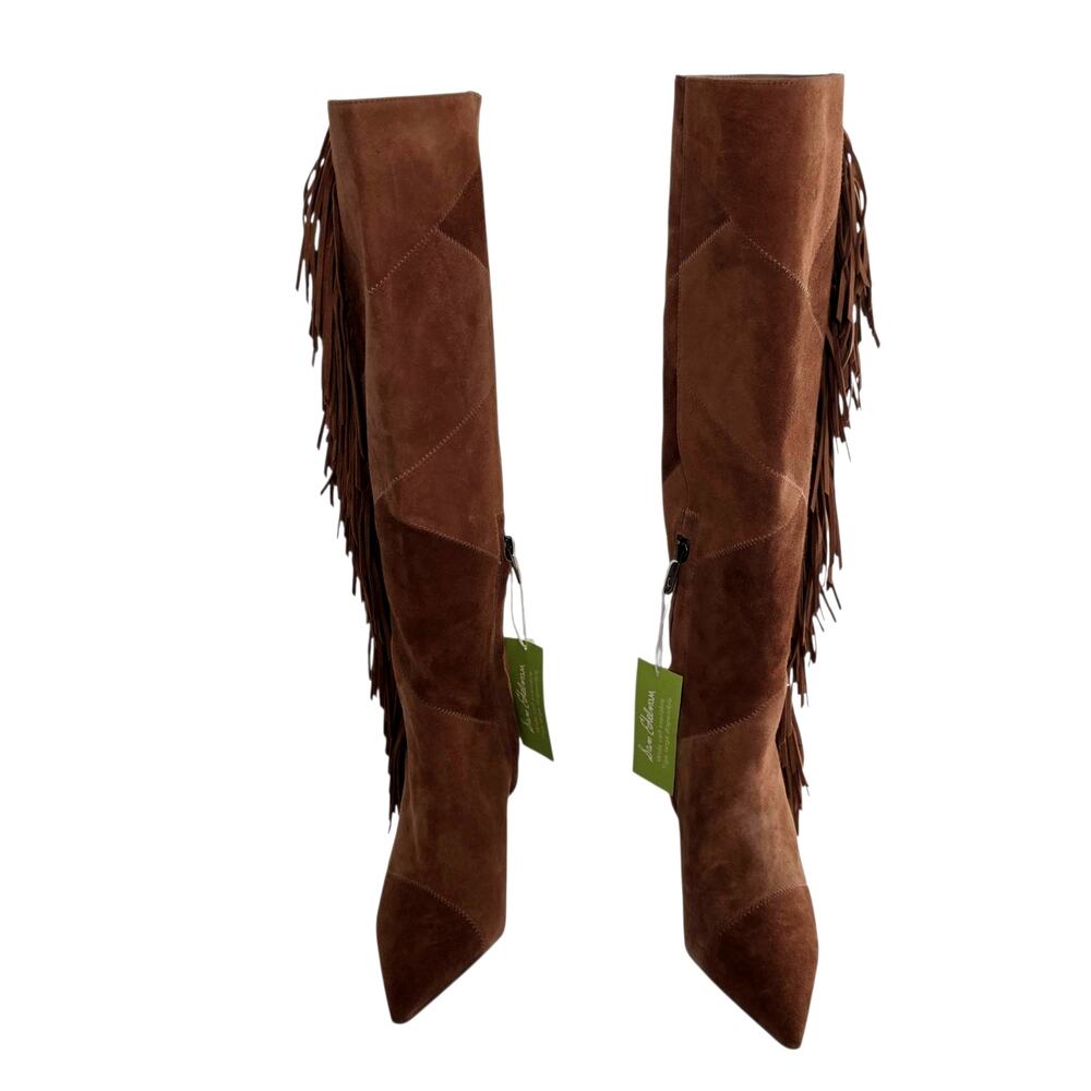 Sam Edelman Cognac Brown Patchwork Suede Leather … - image 3